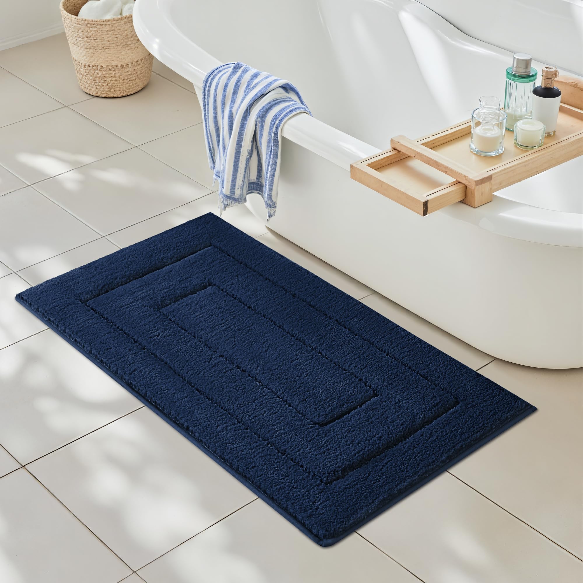GRANNY SAYS Gray Bathroom Rugs, Bath Mats for Bathroom Non-Slip, Super Soft and Water Absorbent, Microfiber Bath Rugs, Machine Wash Dry, Bath Rugs for Floor, Tub and Shower, 16" x 24"