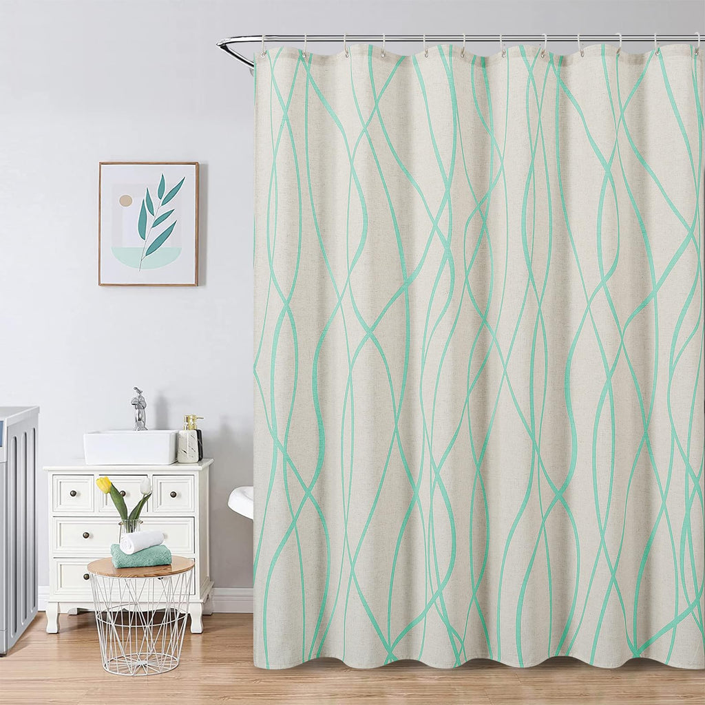 Naturoom Natural Linen Shower Curtain, Country Boho Farmhouse Bath Decor Beige Shower Curtains for Bathroom Neutral Cloth Weighted Textured Fabric Bath Curtain Liner with Hooks, Cream, 72 Inch