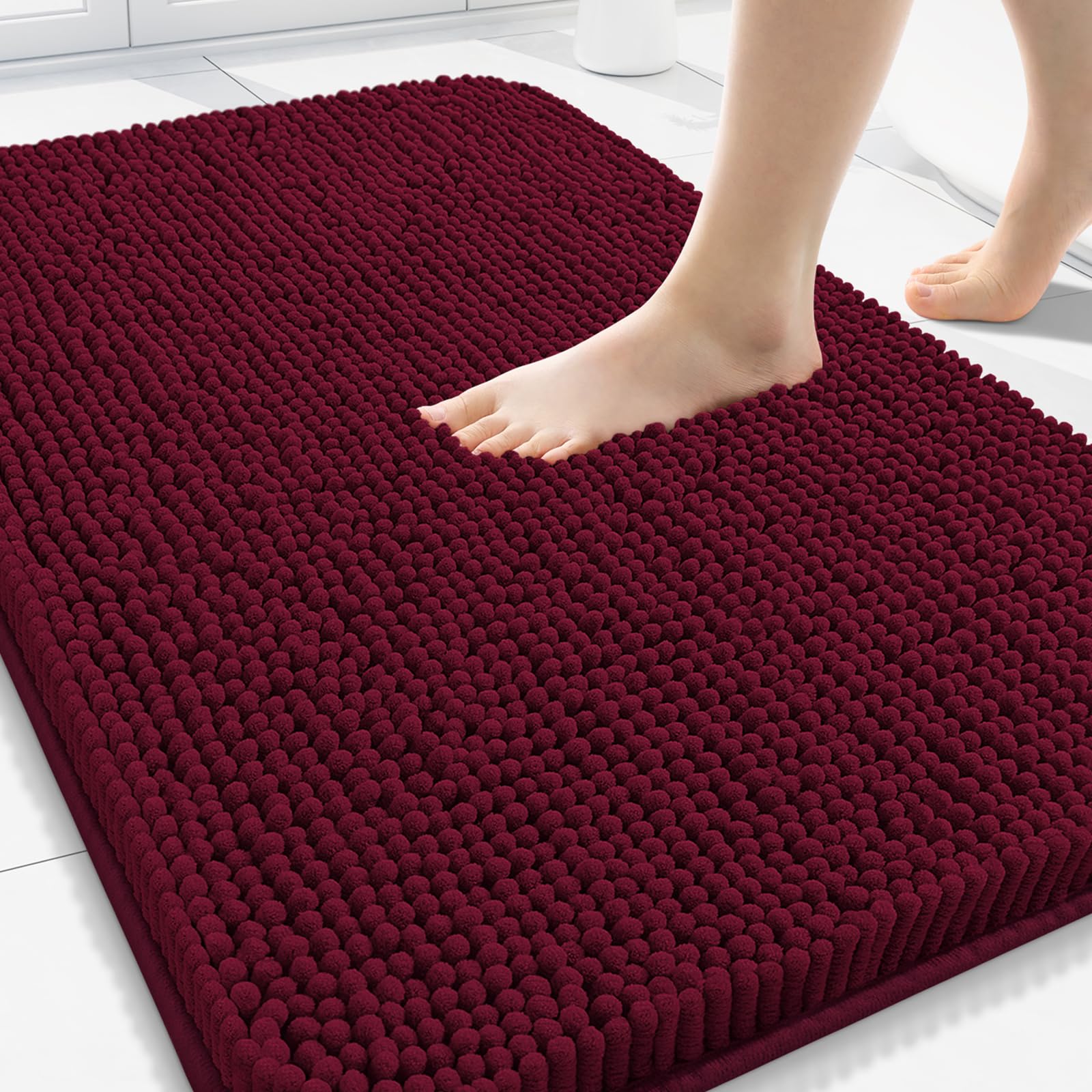 Arotive Bathroom Rugs 30x20, Extra Soft Absorbent Shaggy Chenille Bath Rugs, Machine Washable Rubber Backing Non-Slip Bath Mats for Bathroom Floor Tub and Shower, Home Decor Accessories, Grey