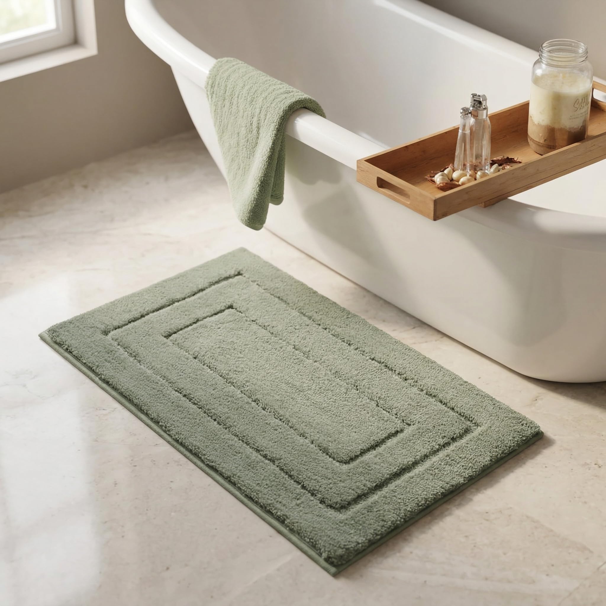 GRANNY SAYS Gray Bathroom Rugs, Bath Mats for Bathroom Non-Slip, Super Soft and Water Absorbent, Microfiber Bath Rugs, Machine Wash Dry, Bath Rugs for Floor, Tub and Shower, 16" x 24"