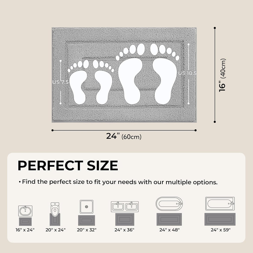 GRANNY SAYS Gray Bathroom Rugs, Bath Mats for Bathroom Non-Slip, Super Soft and Water Absorbent, Microfiber Bath Rugs, Machine Wash Dry, Bath Rugs for Floor, Tub and Shower, 16" x 24"