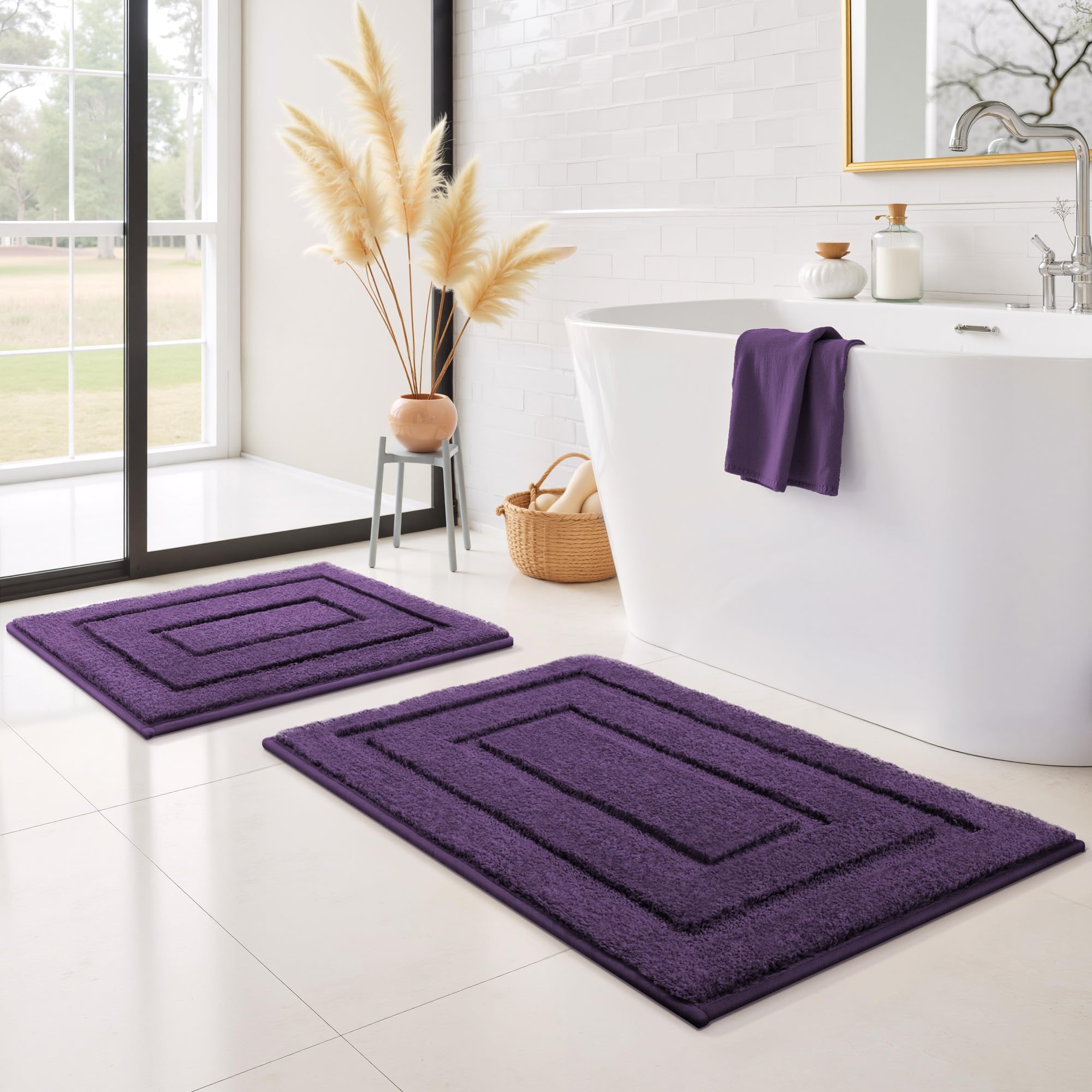 GRANNY SAYS Gray Bathroom Rugs, Bath Mats for Bathroom Non-Slip, Super Soft and Water Absorbent, Microfiber Bath Rugs, Machine Wash Dry, Bath Rugs for Floor, Tub and Shower, 16" x 24"