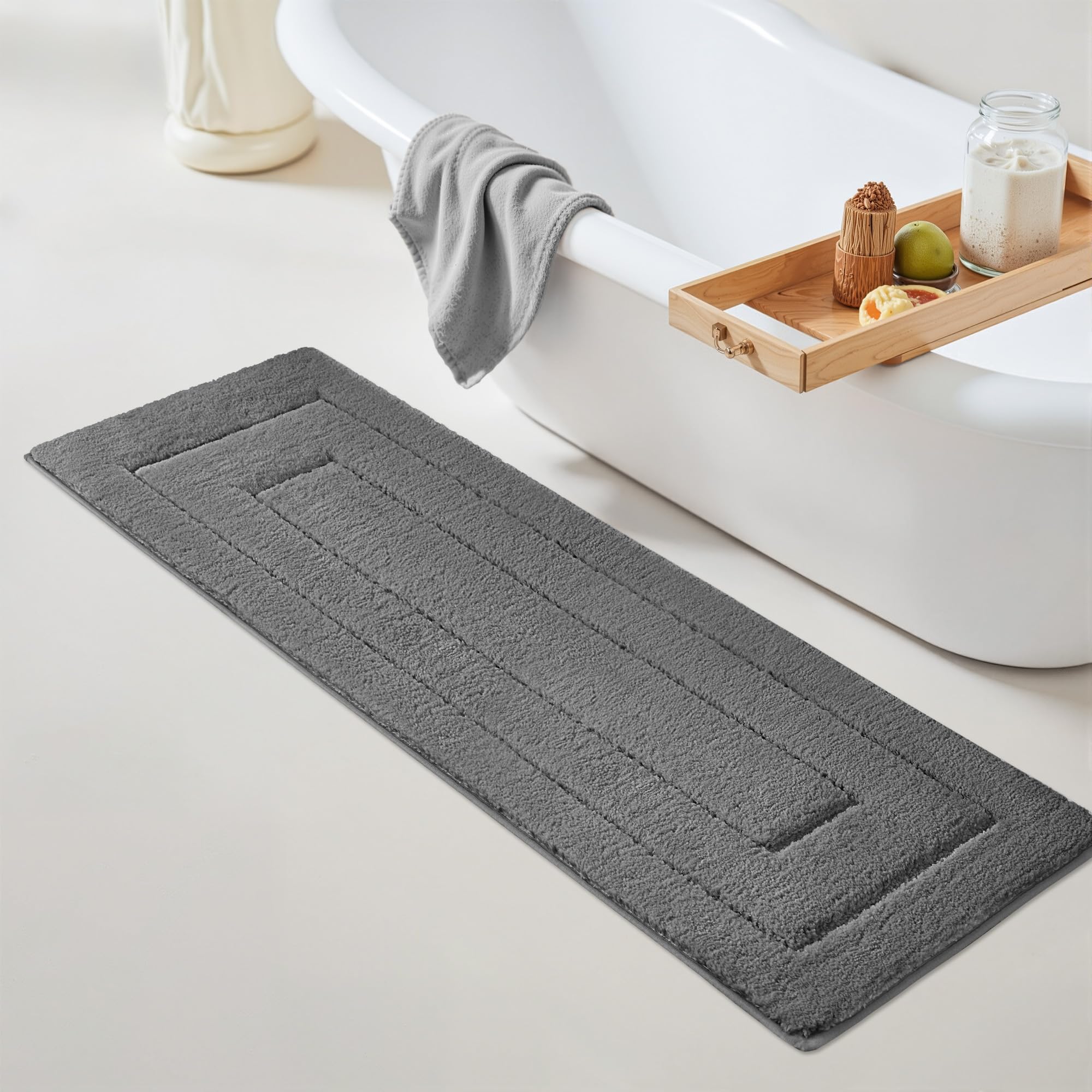 GRANNY SAYS Gray Bathroom Rugs, Bath Mats for Bathroom Non-Slip, Super Soft and Water Absorbent, Microfiber Bath Rugs, Machine Wash Dry, Bath Rugs for Floor, Tub and Shower, 16" x 24"