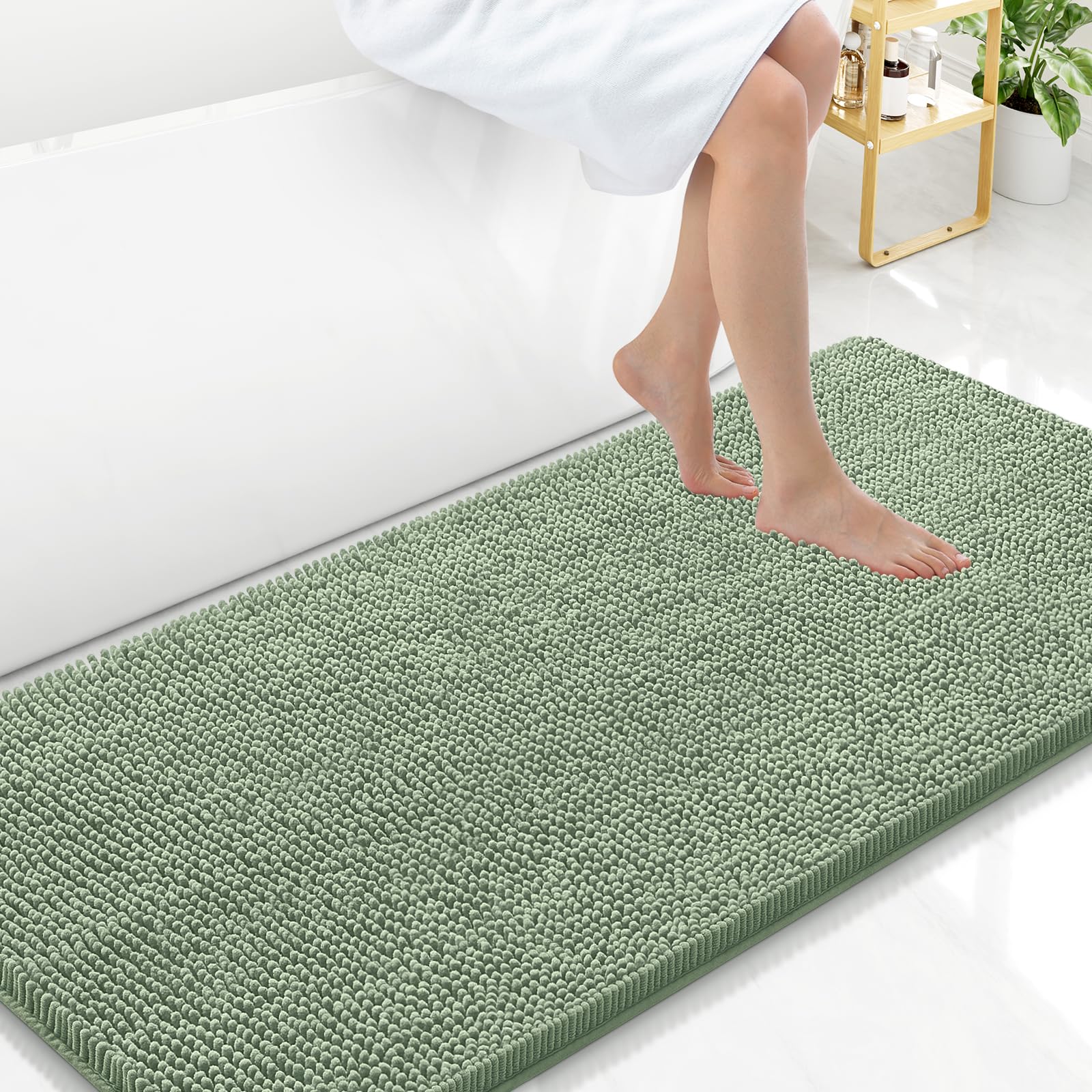 Arotive Bathroom Rugs 30x20, Extra Soft Absorbent Shaggy Chenille Bath Rugs, Machine Washable Rubber Backing Non-Slip Bath Mats for Bathroom Floor Tub and Shower, Home Decor Accessories, Grey