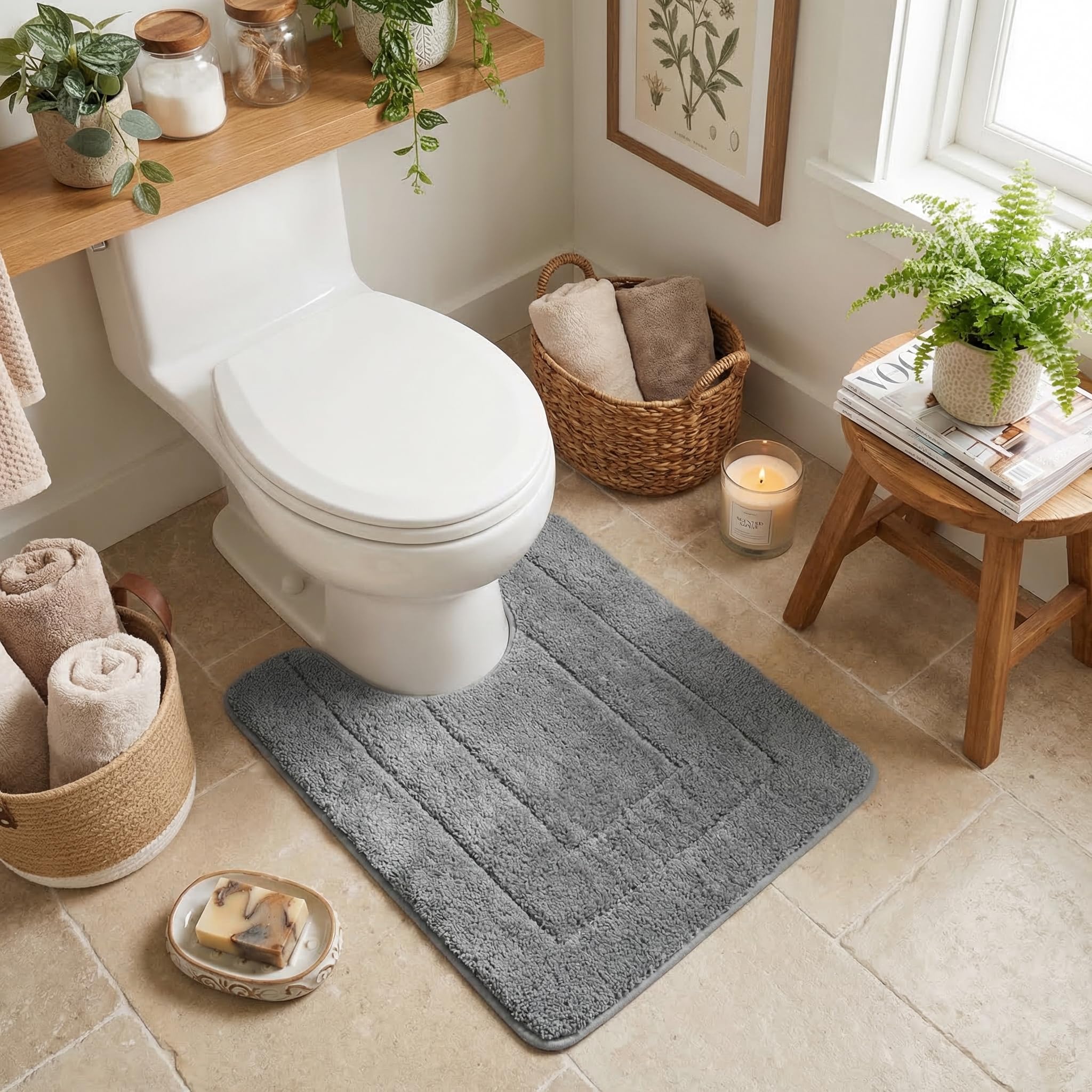 GRANNY SAYS Gray Bathroom Rugs, Bath Mats for Bathroom Non-Slip, Super Soft and Water Absorbent, Microfiber Bath Rugs, Machine Wash Dry, Bath Rugs for Floor, Tub and Shower, 16" x 24"