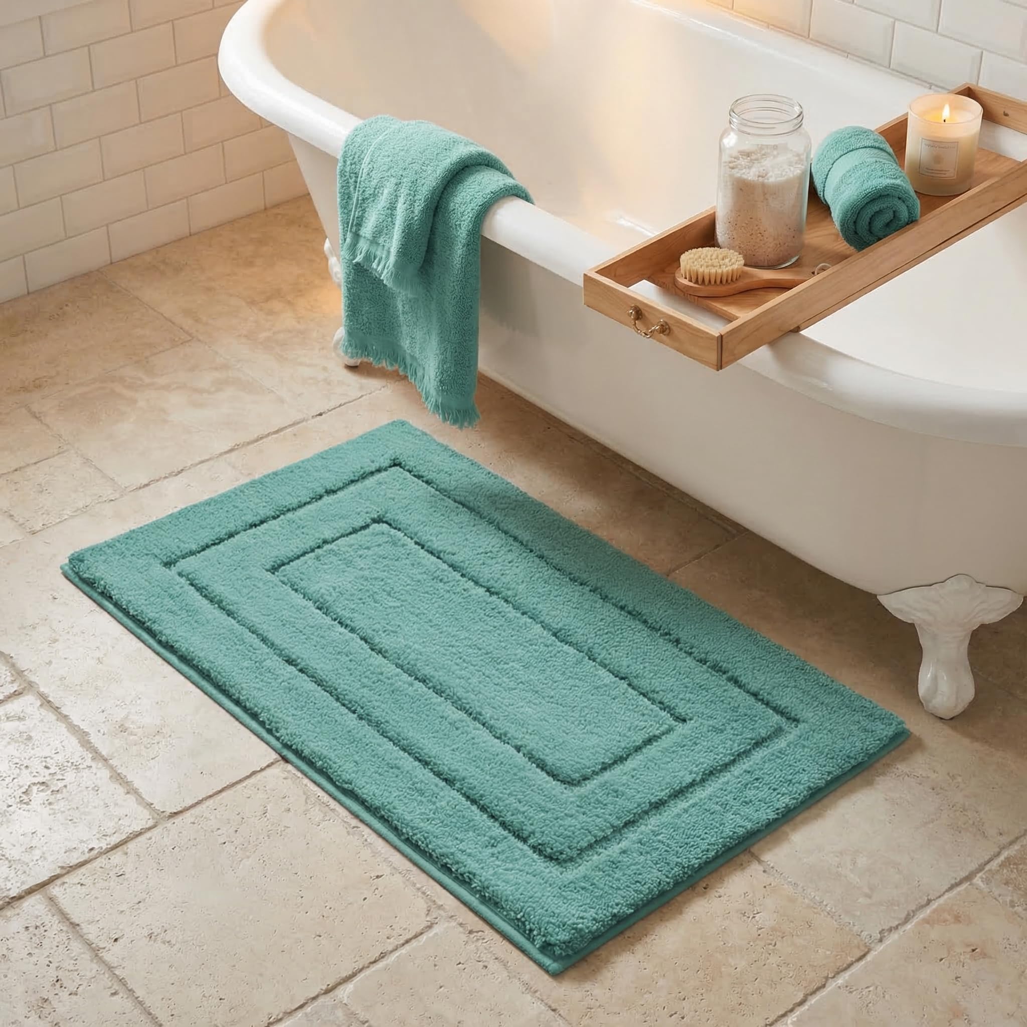 GRANNY SAYS Gray Bathroom Rugs, Bath Mats for Bathroom Non-Slip, Super Soft and Water Absorbent, Microfiber Bath Rugs, Machine Wash Dry, Bath Rugs for Floor, Tub and Shower, 16" x 24"