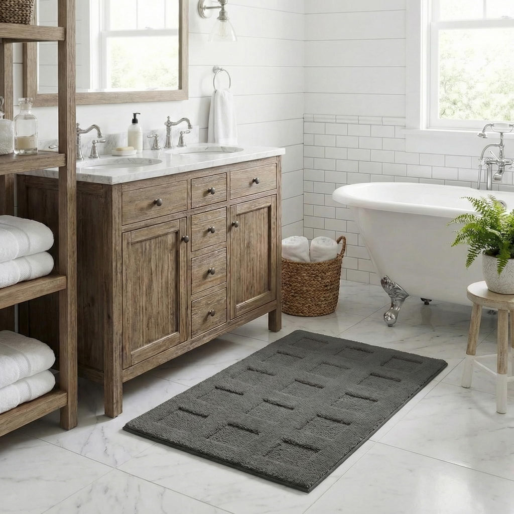 GRANNY SAYS Gray Bathroom Rugs, Bath Mats for Bathroom Non-Slip, Super Soft and Water Absorbent, Microfiber Bath Rugs, Machine Wash Dry, Bath Rugs for Floor, Tub and Shower, 16" x 24"