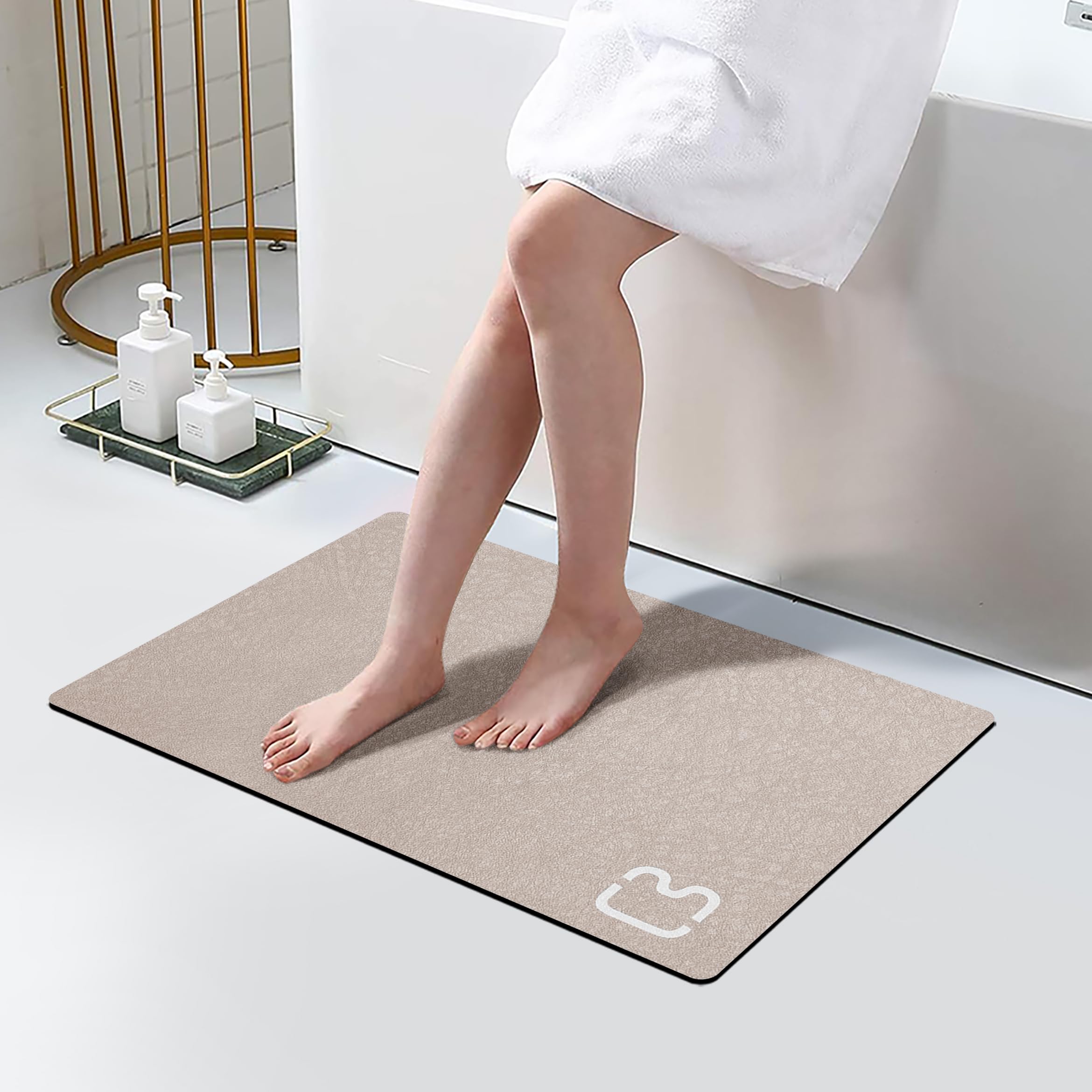 Bathroom Runner Mat Rugs Long Diatomite Stone Bath Mat Large Super Absorbent Diatomaceous Earth Bath Mat Non Slip Rubber Backed Fast Dry Shower Mat Thin Bathroom Rugs Floor Mat,15.7"x47.2",Grey
