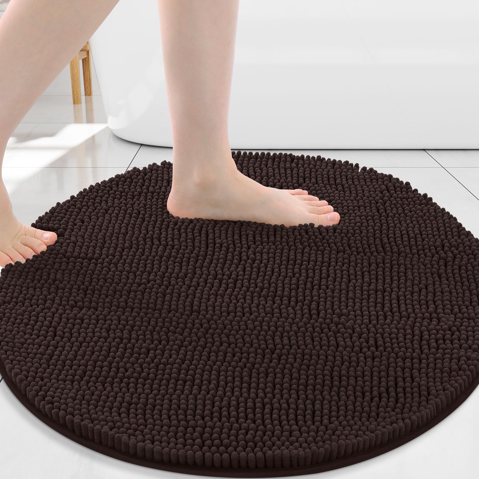 Arotive Bathroom Rugs 30x20, Extra Soft Absorbent Shaggy Chenille Bath Rugs, Machine Washable Rubber Backing Non-Slip Bath Mats for Bathroom Floor Tub and Shower, Home Decor Accessories, Grey