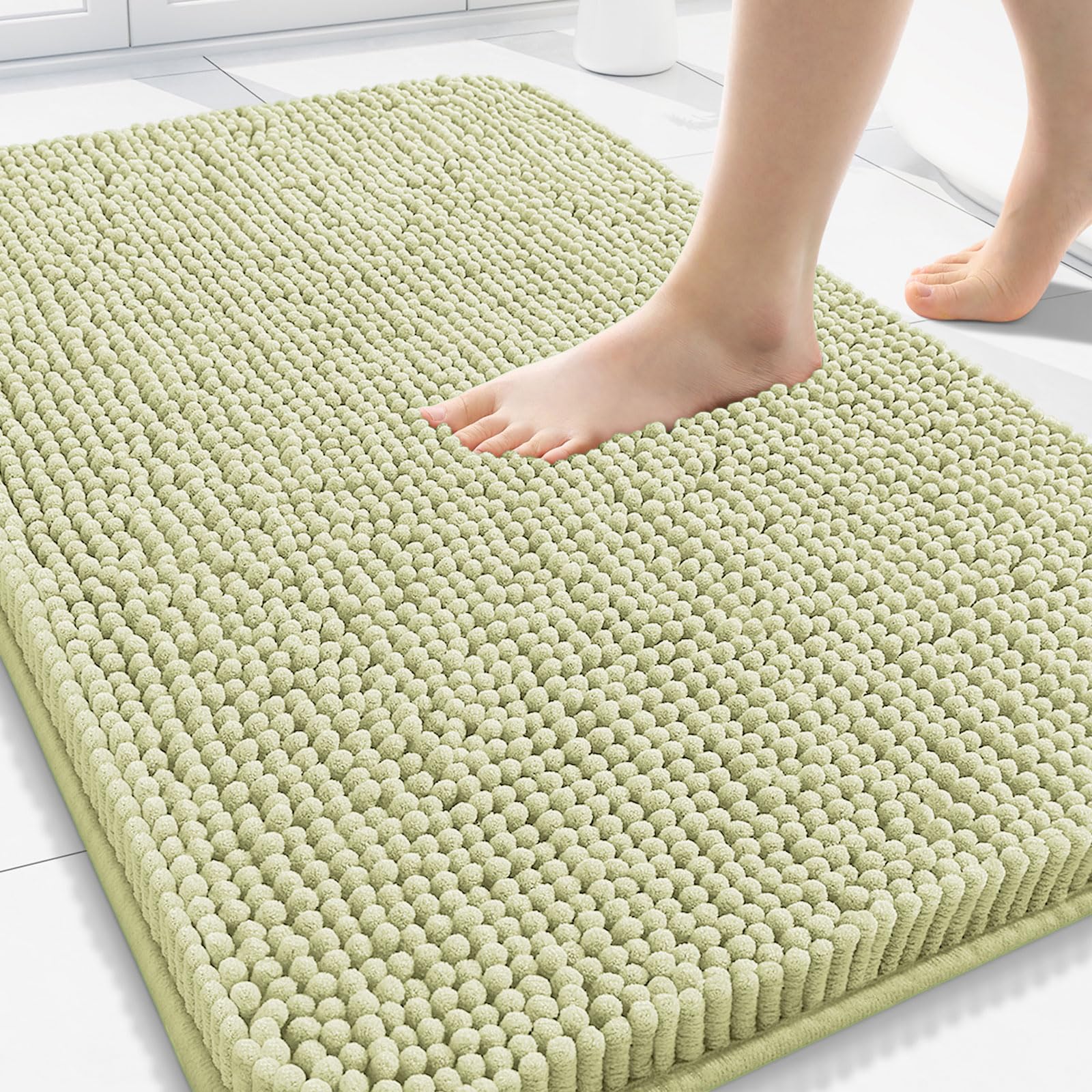 Arotive Bathroom Rugs 30x20, Extra Soft Absorbent Shaggy Chenille Bath Rugs, Machine Washable Rubber Backing Non-Slip Bath Mats for Bathroom Floor Tub and Shower, Home Decor Accessories, Grey