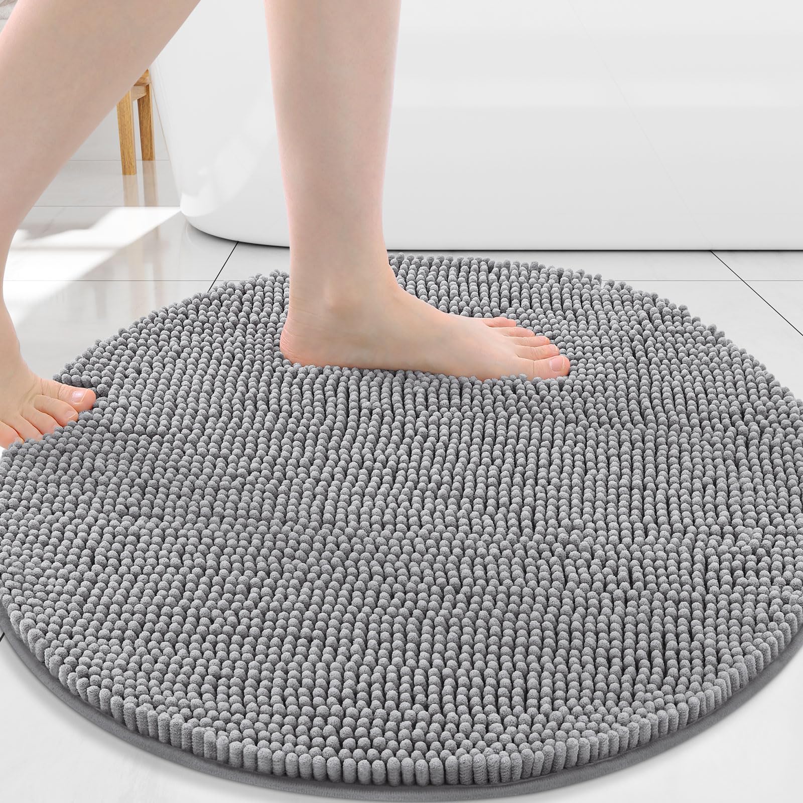 Arotive Bathroom Rugs 30x20, Extra Soft Absorbent Shaggy Chenille Bath Rugs, Machine Washable Rubber Backing Non-Slip Bath Mats for Bathroom Floor Tub and Shower, Home Decor Accessories, Grey
