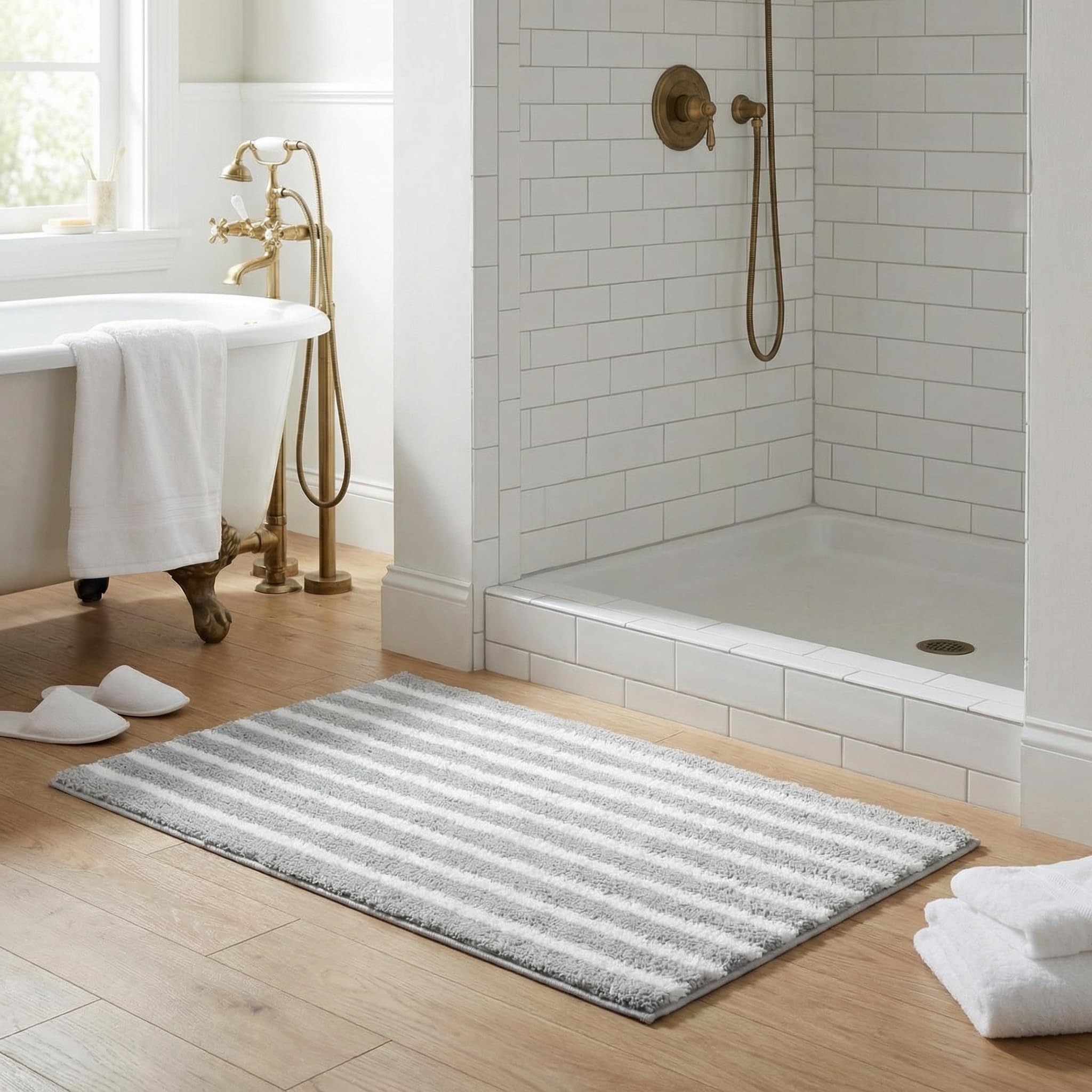 GRANNY SAYS Gray Bathroom Rugs, Bath Mats for Bathroom Non-Slip, Super Soft and Water Absorbent, Microfiber Bath Rugs, Machine Wash Dry, Bath Rugs for Floor, Tub and Shower, 16" x 24"