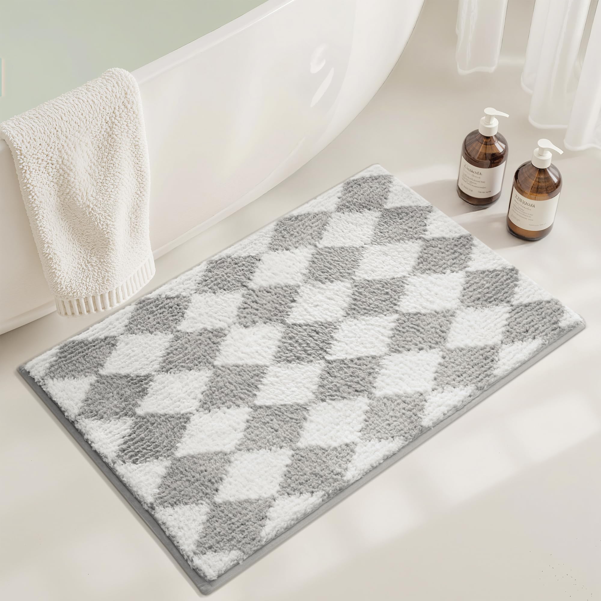 GRANNY SAYS Gray Bathroom Rugs, Bath Mats for Bathroom Non-Slip, Super Soft and Water Absorbent, Microfiber Bath Rugs, Machine Wash Dry, Bath Rugs for Floor, Tub and Shower, 16" x 24"