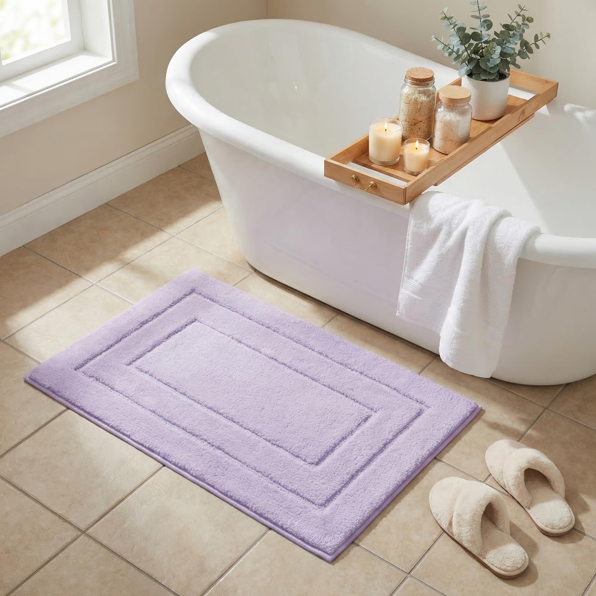 GRANNY SAYS Gray Bathroom Rugs, Bath Mats for Bathroom Non-Slip, Super Soft and Water Absorbent, Microfiber Bath Rugs, Machine Wash Dry, Bath Rugs for Floor, Tub and Shower, 16" x 24"