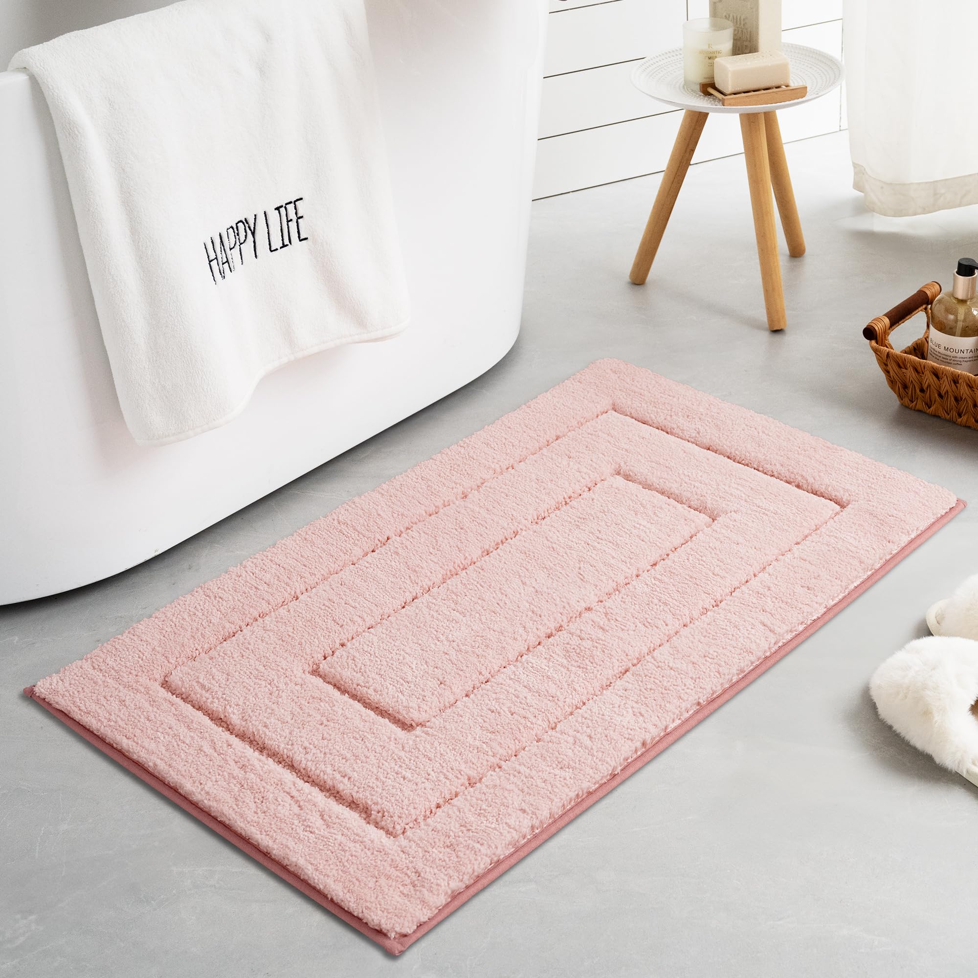 GRANNY SAYS Gray Bathroom Rugs, Bath Mats for Bathroom Non-Slip, Super Soft and Water Absorbent, Microfiber Bath Rugs, Machine Wash Dry, Bath Rugs for Floor, Tub and Shower, 16" x 24"