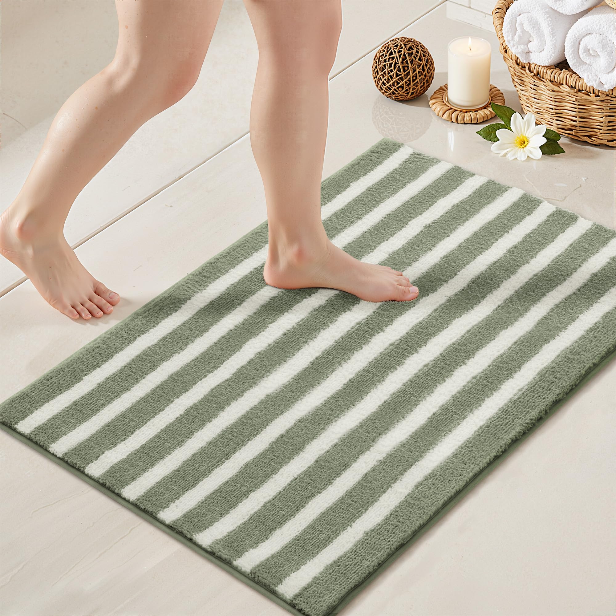 GRANNY SAYS Gray Bathroom Rugs, Bath Mats for Bathroom Non-Slip, Super Soft and Water Absorbent, Microfiber Bath Rugs, Machine Wash Dry, Bath Rugs for Floor, Tub and Shower, 16" x 24"