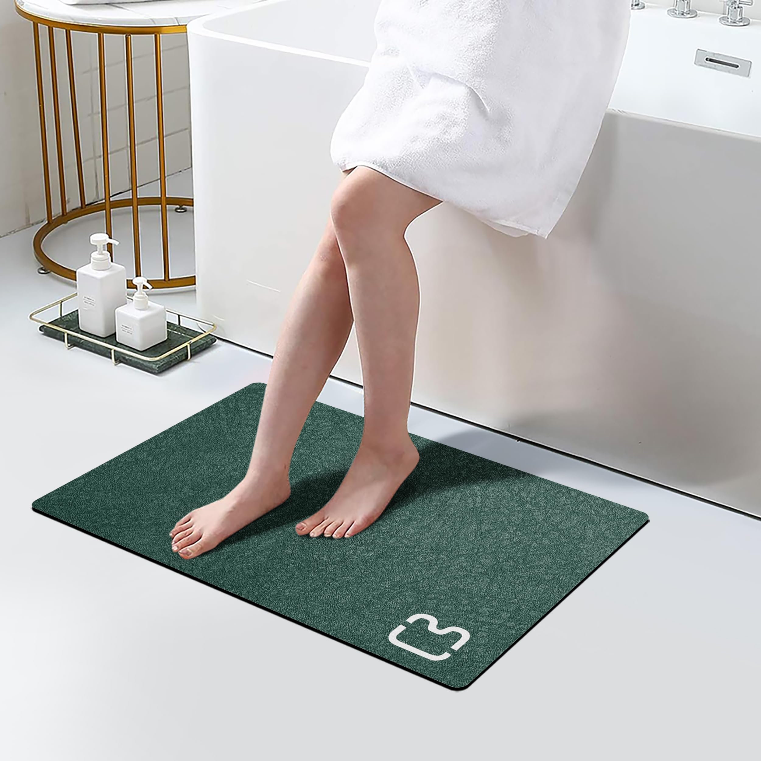 Bathroom Runner Mat Rugs Long Diatomite Stone Bath Mat Large Super Absorbent Diatomaceous Earth Bath Mat Non Slip Rubber Backed Fast Dry Shower Mat Thin Bathroom Rugs Floor Mat,15.7"x47.2",Grey