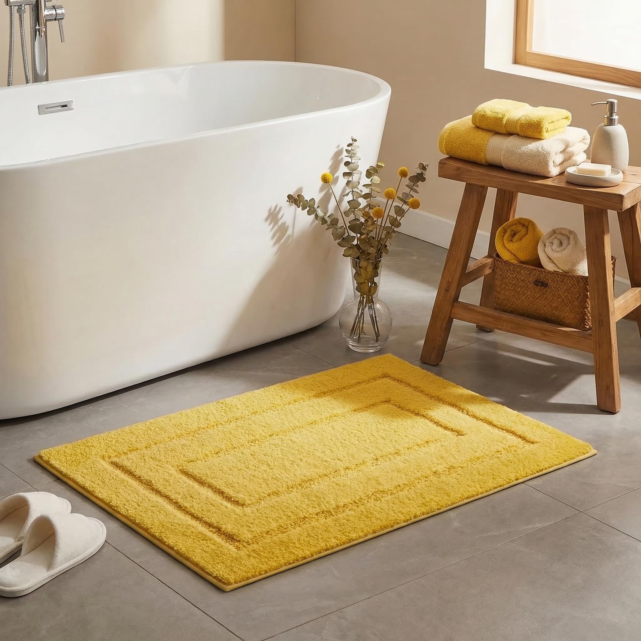 GRANNY SAYS Gray Bathroom Rugs, Bath Mats for Bathroom Non-Slip, Super Soft and Water Absorbent, Microfiber Bath Rugs, Machine Wash Dry, Bath Rugs for Floor, Tub and Shower, 16" x 24"