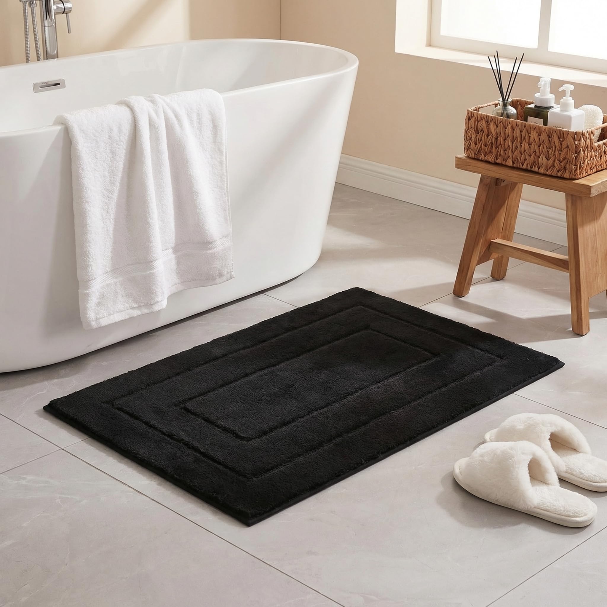 GRANNY SAYS Gray Bathroom Rugs, Bath Mats for Bathroom Non-Slip, Super Soft and Water Absorbent, Microfiber Bath Rugs, Machine Wash Dry, Bath Rugs for Floor, Tub and Shower, 16" x 24"