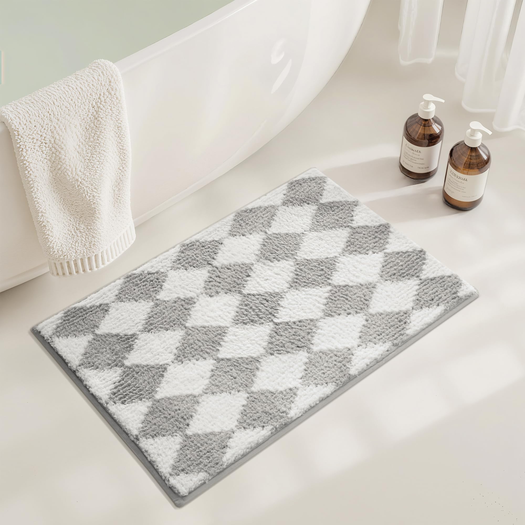 GRANNY SAYS Gray Bathroom Rugs, Bath Mats for Bathroom Non-Slip, Super Soft and Water Absorbent, Microfiber Bath Rugs, Machine Wash Dry, Bath Rugs for Floor, Tub and Shower, 16" x 24"
