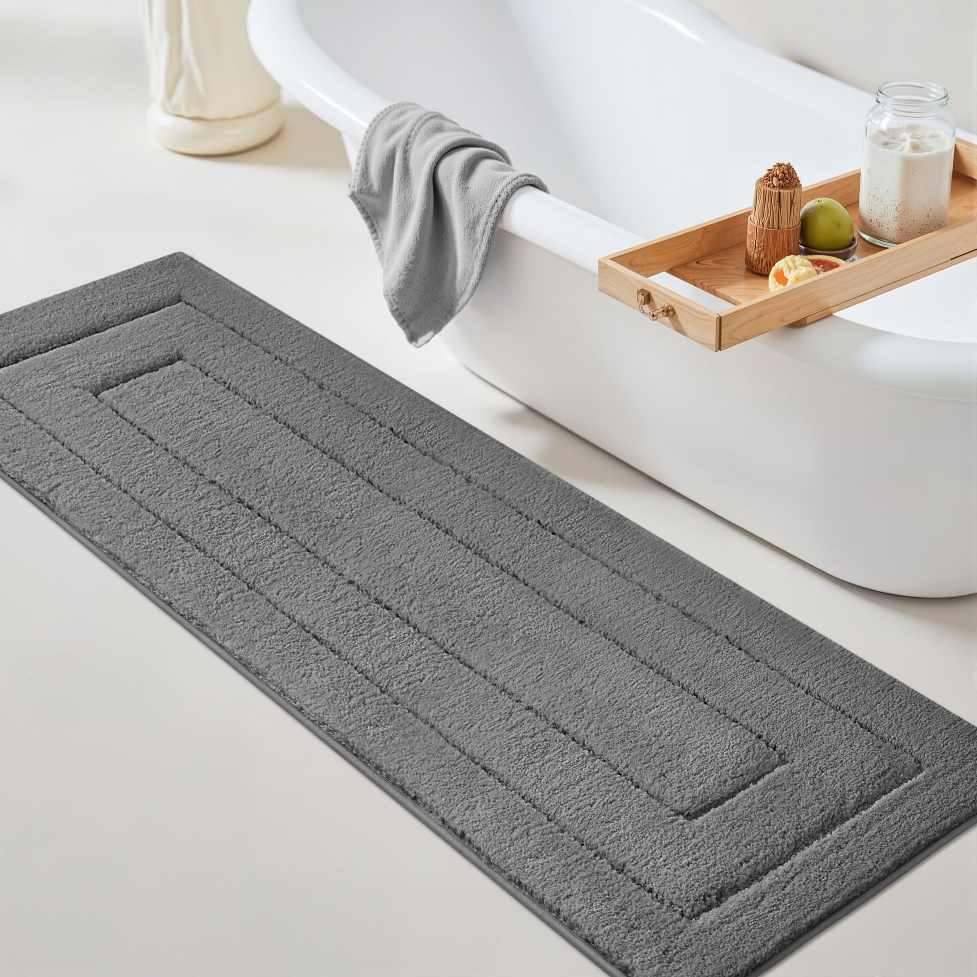 GRANNY SAYS Gray Bathroom Rugs, Bath Mats for Bathroom Non-Slip, Super Soft and Water Absorbent, Microfiber Bath Rugs, Machine Wash Dry, Bath Rugs for Floor, Tub and Shower, 16" x 24"