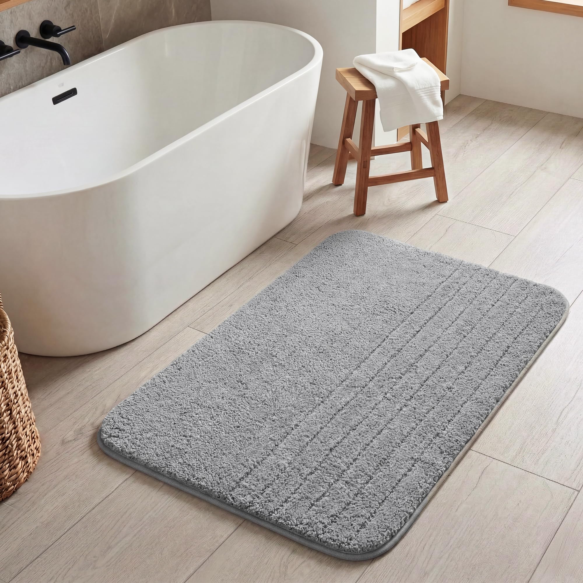 GRANNY SAYS Gray Bathroom Rugs, Bath Mats for Bathroom Non-Slip, Super Soft and Water Absorbent, Microfiber Bath Rugs, Machine Wash Dry, Bath Rugs for Floor, Tub and Shower, 16" x 24"