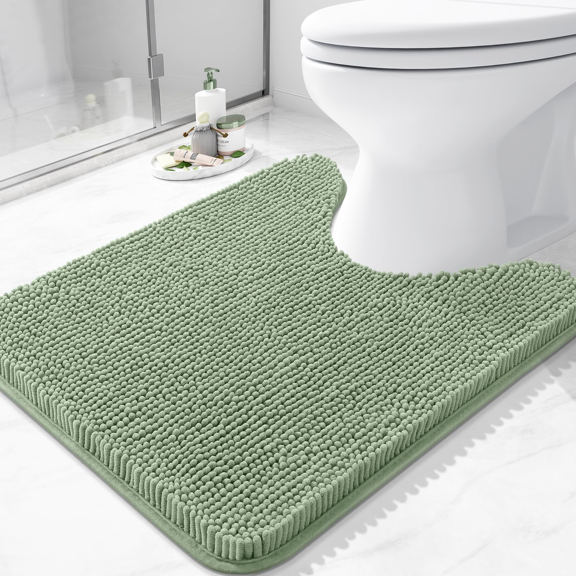 Arotive Bathroom Rugs 30x20, Extra Soft Absorbent Shaggy Chenille Bath Rugs, Machine Washable Rubber Backing Non-Slip Bath Mats for Bathroom Floor Tub and Shower, Home Decor Accessories, Grey